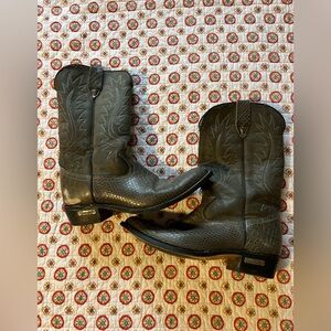 Laredo Gray Snakeskin Leather Cowboy Boots size 10.5 Women’s